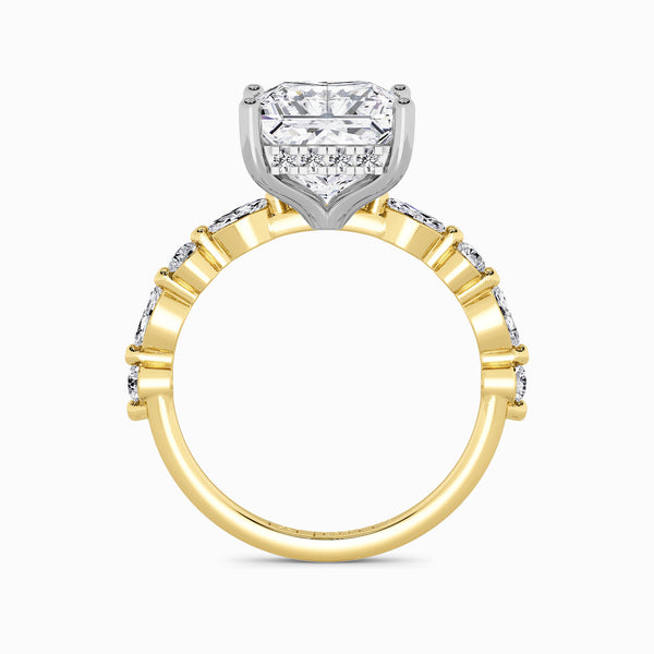 Princess Cut Lab Diamond Engagement Ring With Bubble Band (1CT+)