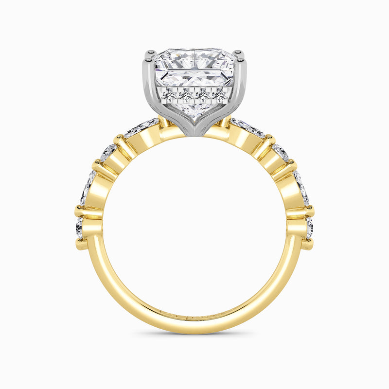 Princess Cut Lab Diamond Engagement Ring With Bubble Band (1CT+)