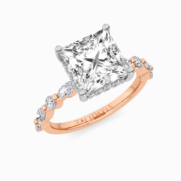 Princess Cut Lab Diamond Engagement Ring With Bubble Band (1CT+)