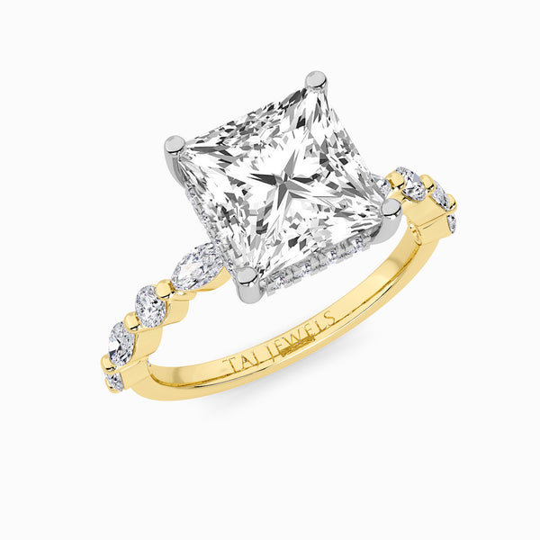 Princess Cut Lab Diamond Engagement Ring With Bubble Band (1CT+)