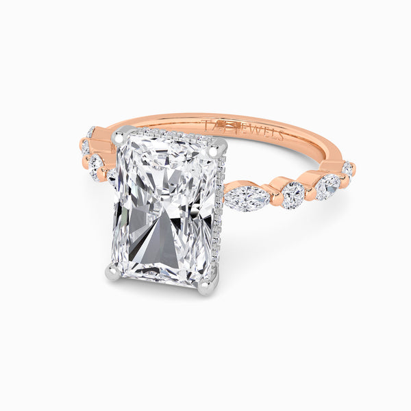 Radiant Cut Lab Diamond Engagement Ring With Bubble Band (1CT+)