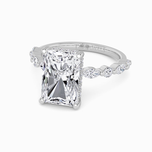 Radiant Cut Lab Diamond Engagement Ring With Bubble Band (1CT+)