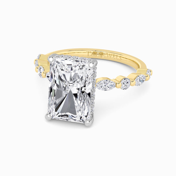 Radiant Cut Lab Diamond Engagement Ring With Bubble Band (1CT+)