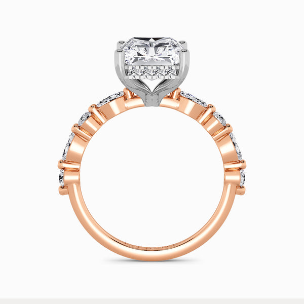 Radiant Cut Lab Diamond Engagement Ring With Bubble Band (1CT+)