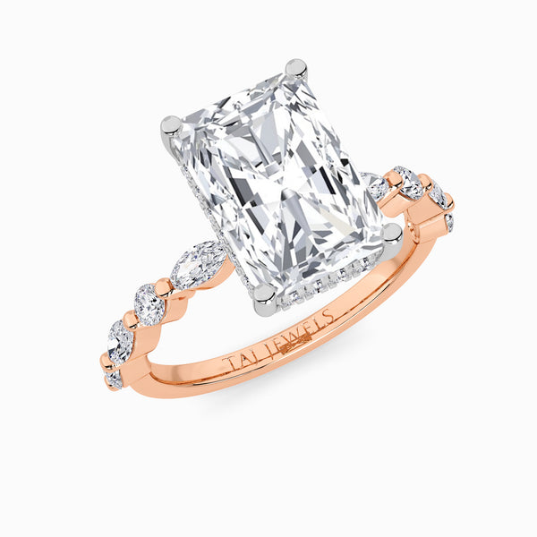 Radiant Cut Lab Diamond Engagement Ring With Bubble Band (1CT+)