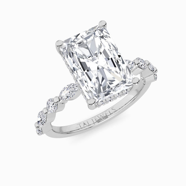 Radiant Cut Lab Diamond Engagement Ring With Bubble Band (1CT+)