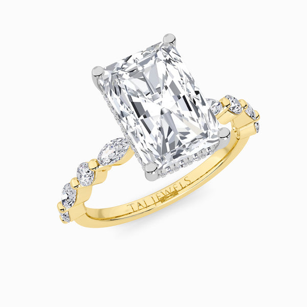 Radiant Cut Lab Diamond Engagement Ring With Bubble Band (1CT+)