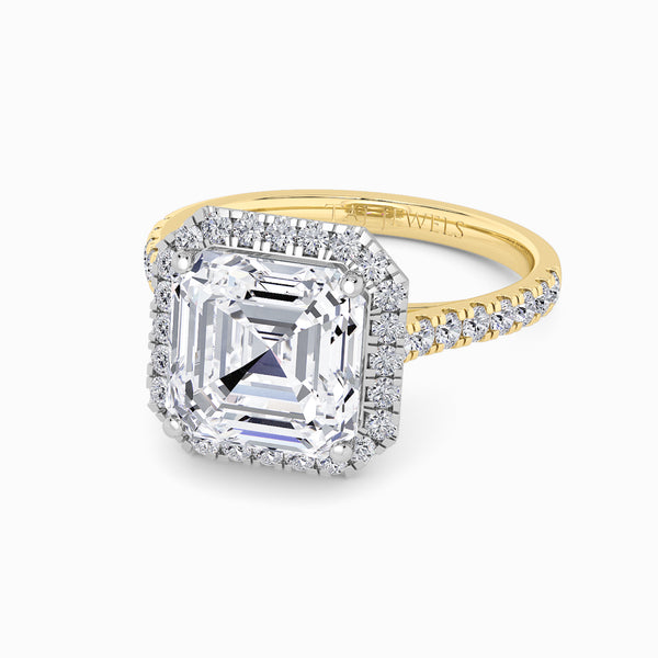 Asscher Cut Lab Diamond Halo Engagement Ring (Cathedral) (0.50ct+)