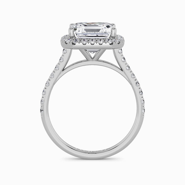 Asscher Cut Lab Diamond Halo Engagement Ring (Cathedral) (0.50ct+)