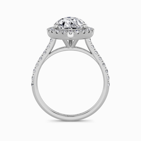 Pear Brilliant Cut Lab Diamond Halo Engagement Ring (Cathedral) (0.50ct+)