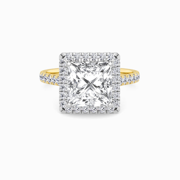 Princess Cut Lab Diamond Halo Engagement Ring (Cathedral) (0.50ct+)