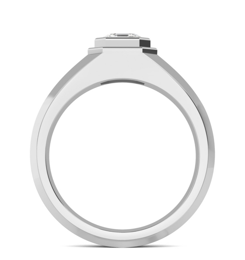 Lab Grown Bezel Set Asscher Cut Diamond Wedding Ring