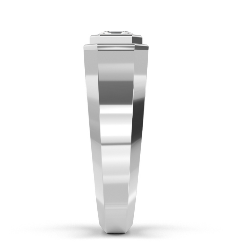 Lab Grown Bezel Set Asscher Cut Diamond Wedding Ring