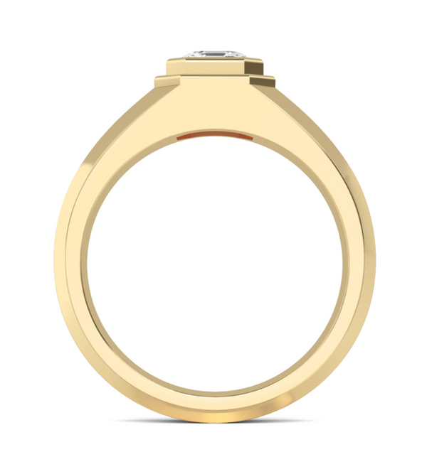 Lab Grown Bezel Set Asscher Cut Diamond Wedding Ring