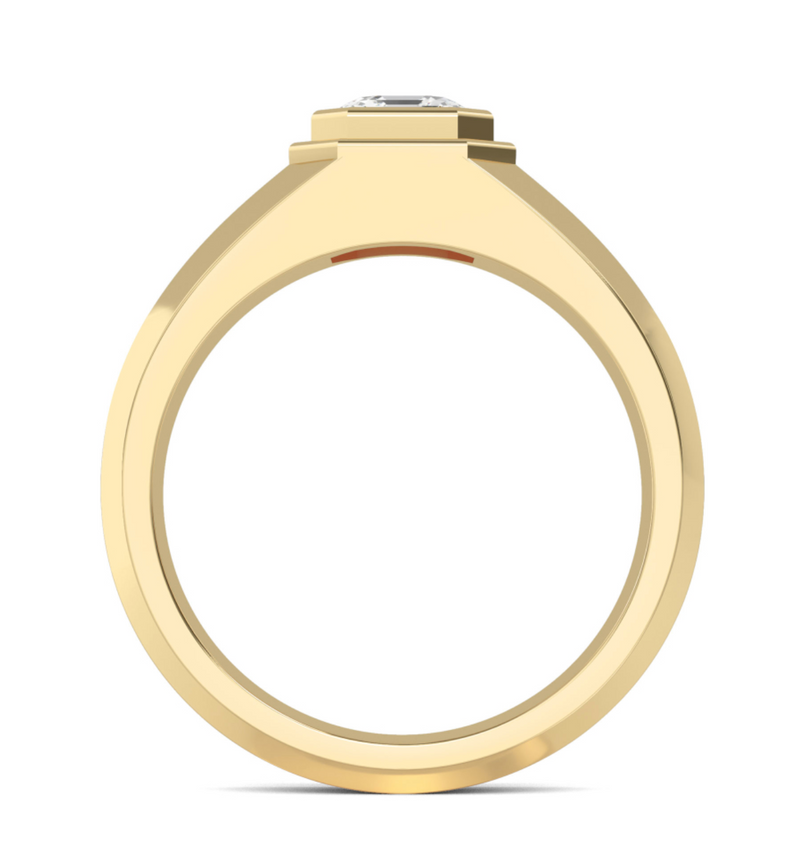 Lab Grown Bezel Set Asscher Cut Diamond Wedding Ring