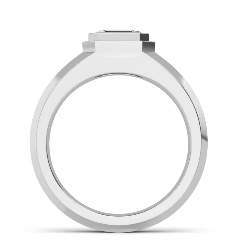Lab Grown Bezel Set Emerald Cut Diamond Wedding Ring