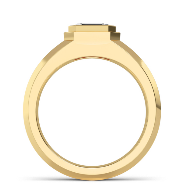 Lab Grown Bezel Set Emerald Cut Diamond Wedding Ring