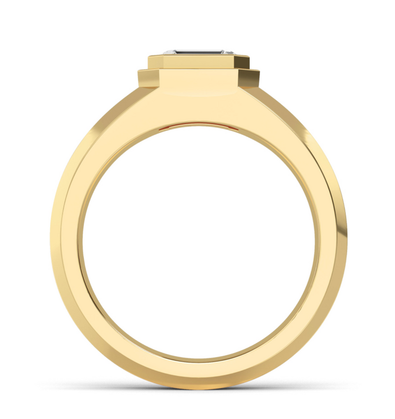 Lab Grown Bezel Set Emerald Cut Diamond Wedding Ring