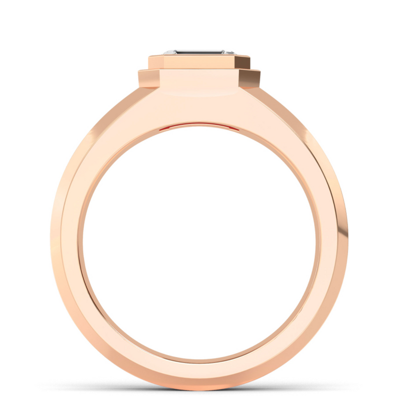 Lab Grown Bezel Set Emerald Cut Diamond Wedding Ring