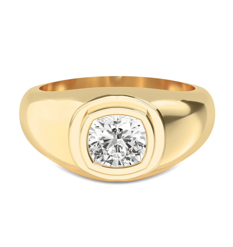 Lab Grown Bezel Set Cushion Cut Diamond Wedding Ring