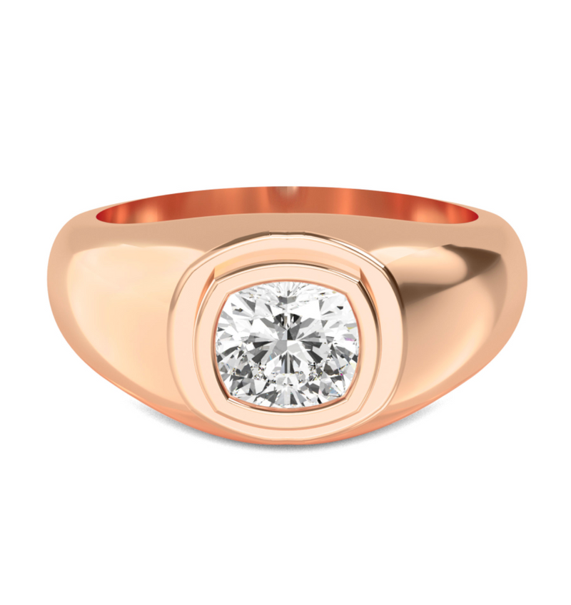 Lab Grown Bezel Set Cushion Cut Diamond Wedding Ring