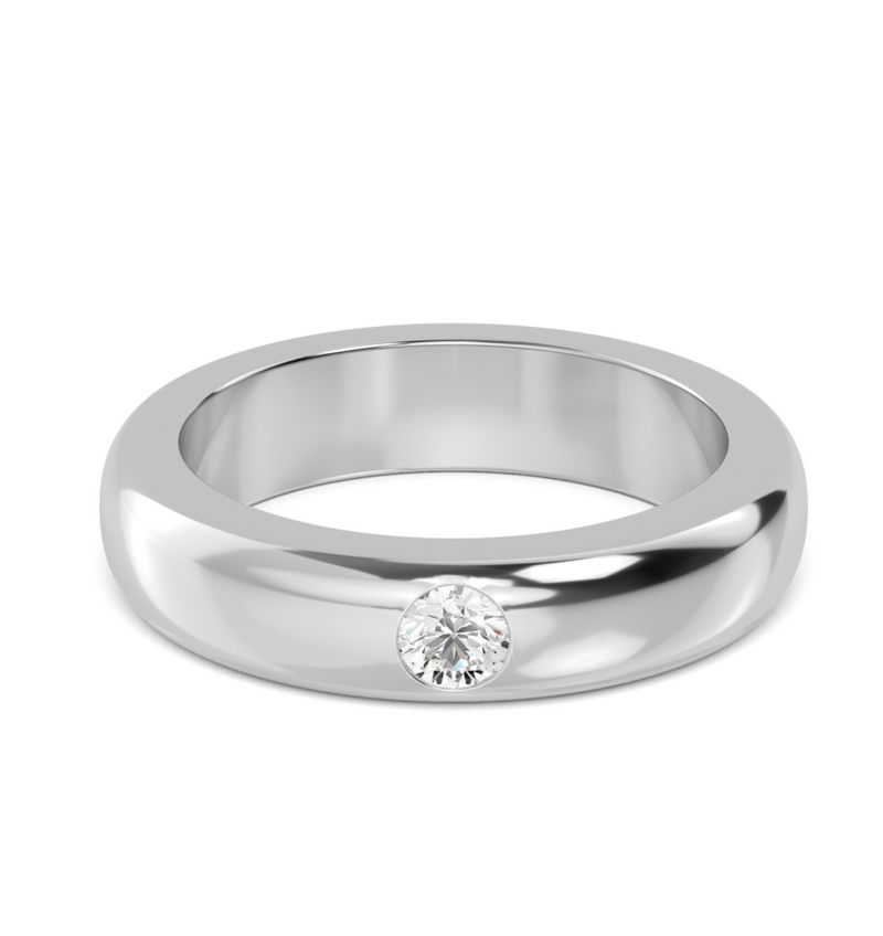 Lab Grown Bezel Set Round Cut Diamond Signature Solitaire Band