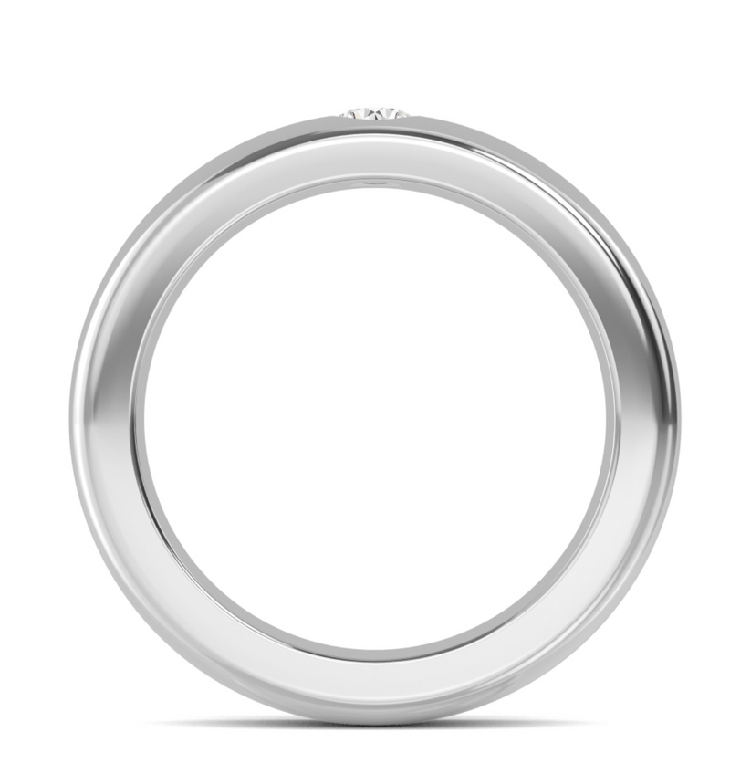 Lab Grown Bezel Set Round Cut Diamond Signature Solitaire Band