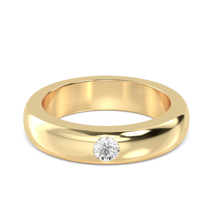 Lab Grown Bezel Set Round Cut Diamond Signature Solitaire Band