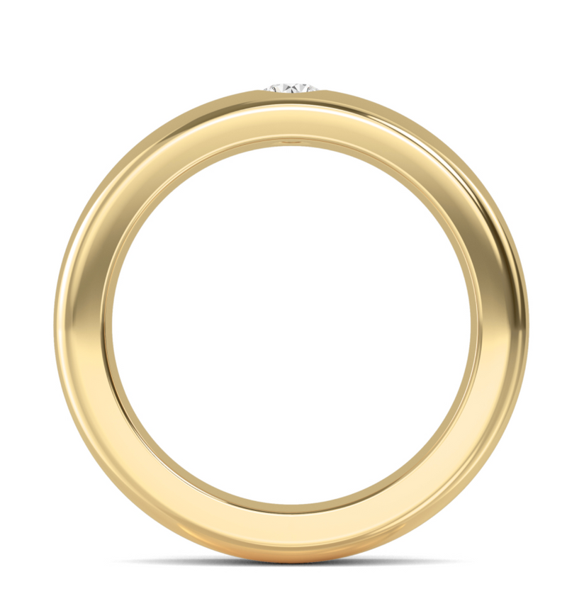 Lab Grown Bezel Set Round Cut Diamond Signature Solitaire Band