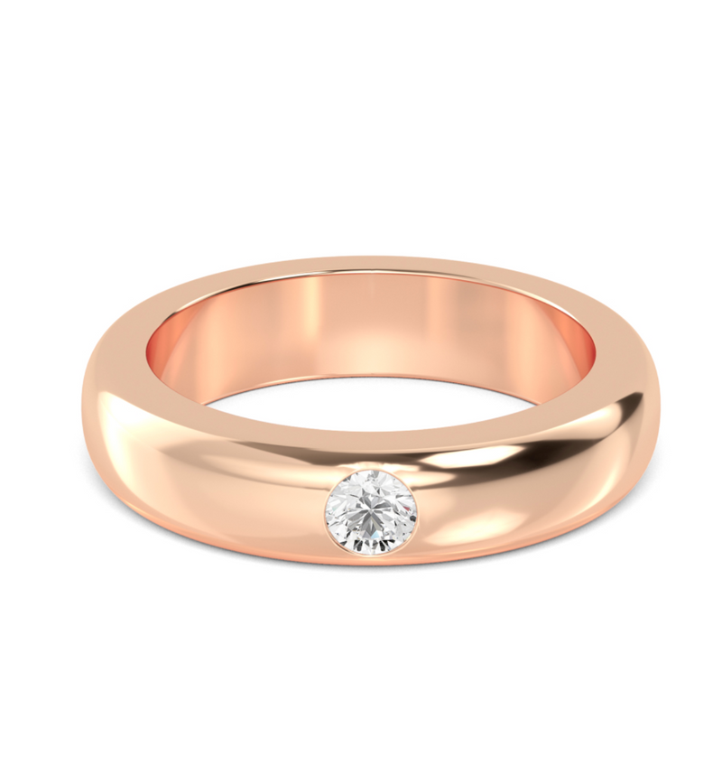 Lab Grown Bezel Set Round Cut Diamond Signature Solitaire Band