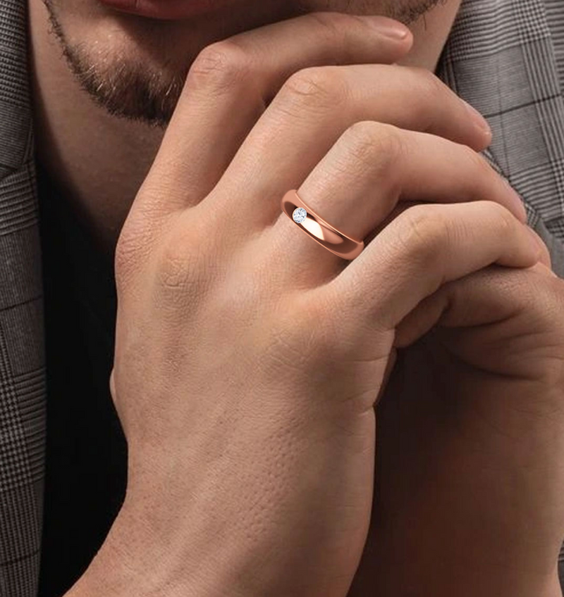 Lab Grown Bezel Set Round Cut Diamond Signature Solitaire Band