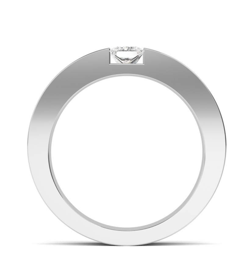 Lab Grown Open Half Bezel Set Princess Cut Diamond Signature Solitaire Band