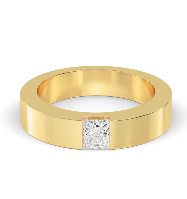 Lab Grown Open Half Bezel Set Princess Cut Diamond Signature Solitaire Band