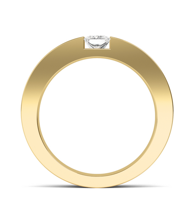 Lab Grown Open Half Bezel Set Princess Cut Diamond Signature Solitaire Band