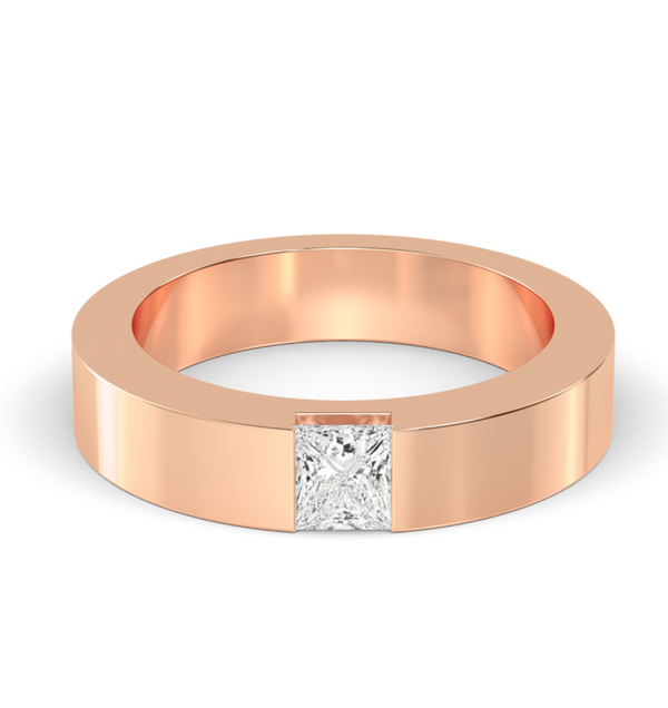 Lab Grown Open Half Bezel Set Princess Cut Diamond Signature Solitaire Band