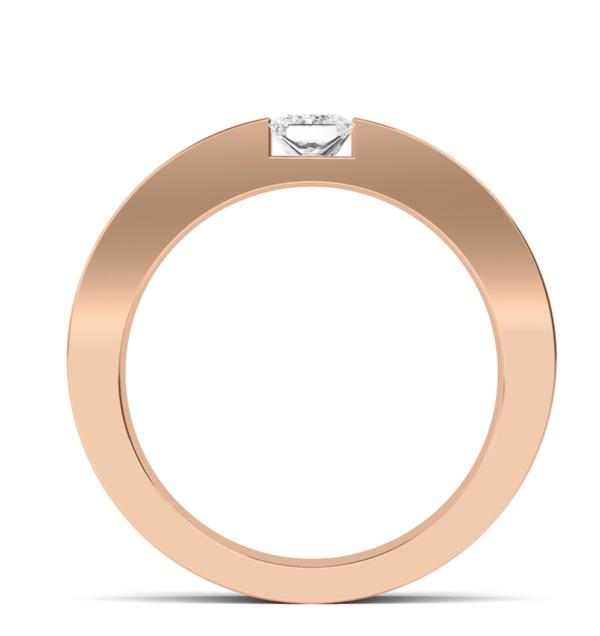 Lab Grown Open Half Bezel Set Princess Cut Diamond Signature Solitaire Band