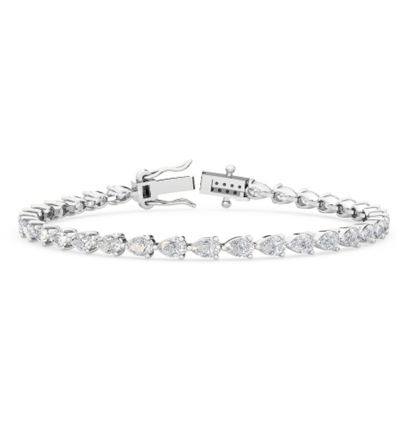 Pear Cut Lab Grown Diamond Tennis Bracelet