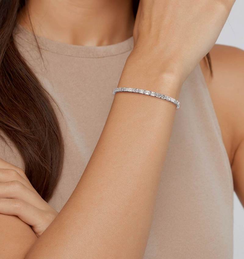 Emerald Cut Lab Grown Diamond Tennis Bracelet