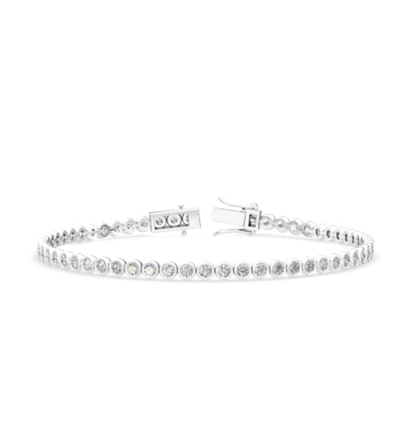 Bezel Set Round Cut Lab Grown Diamond Tennis Bracelet