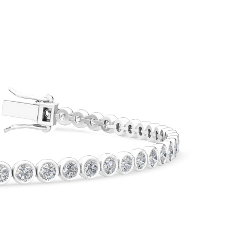 Bezel Set Round Cut Lab Grown Diamond Tennis Bracelet