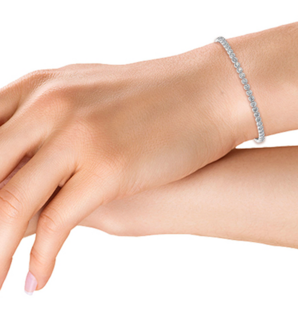 Bezel Set Round Cut Lab Grown Diamond Tennis Bracelet