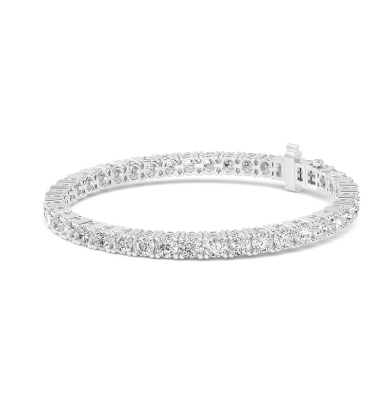 18K Round Cut Lab Grown Diamond Tennis Bracelet