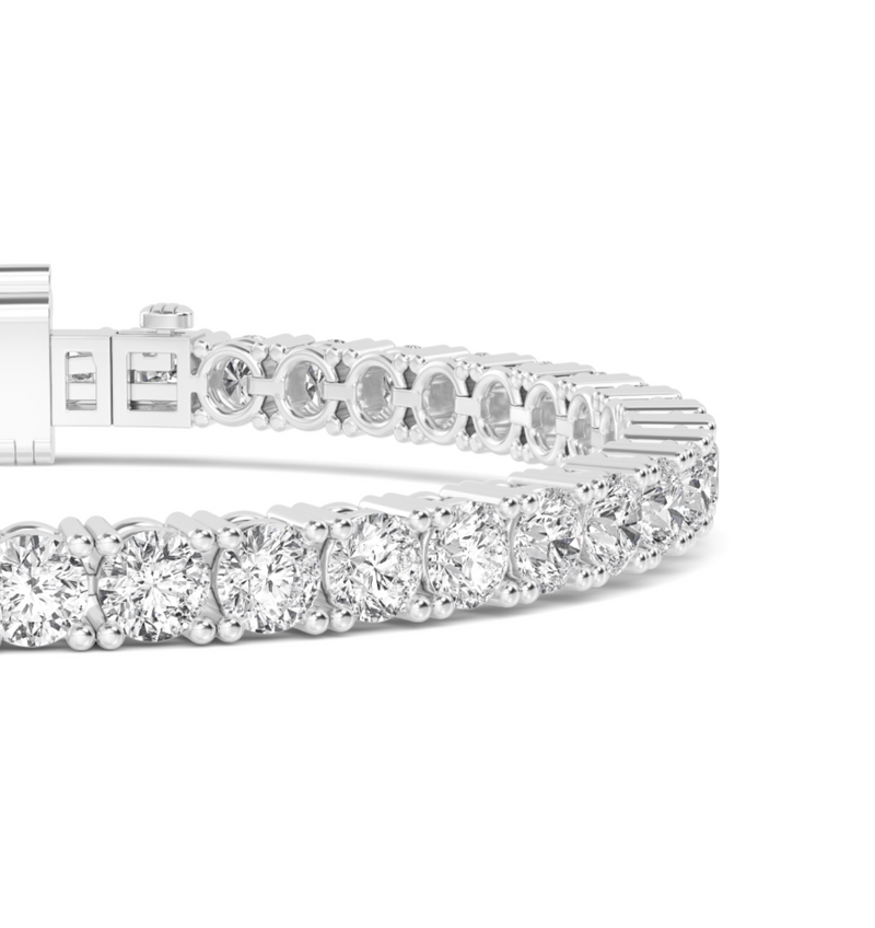 18K Round Cut Lab Grown Diamond Tennis Bracelet