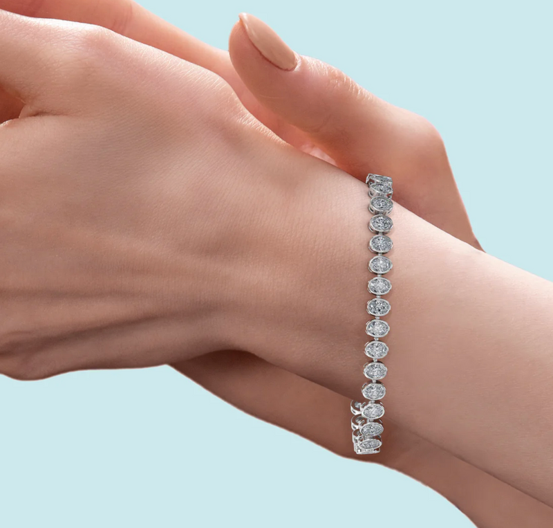 Bezel Set Oval Cut Lab Grown Diamond Tennis Bracelet