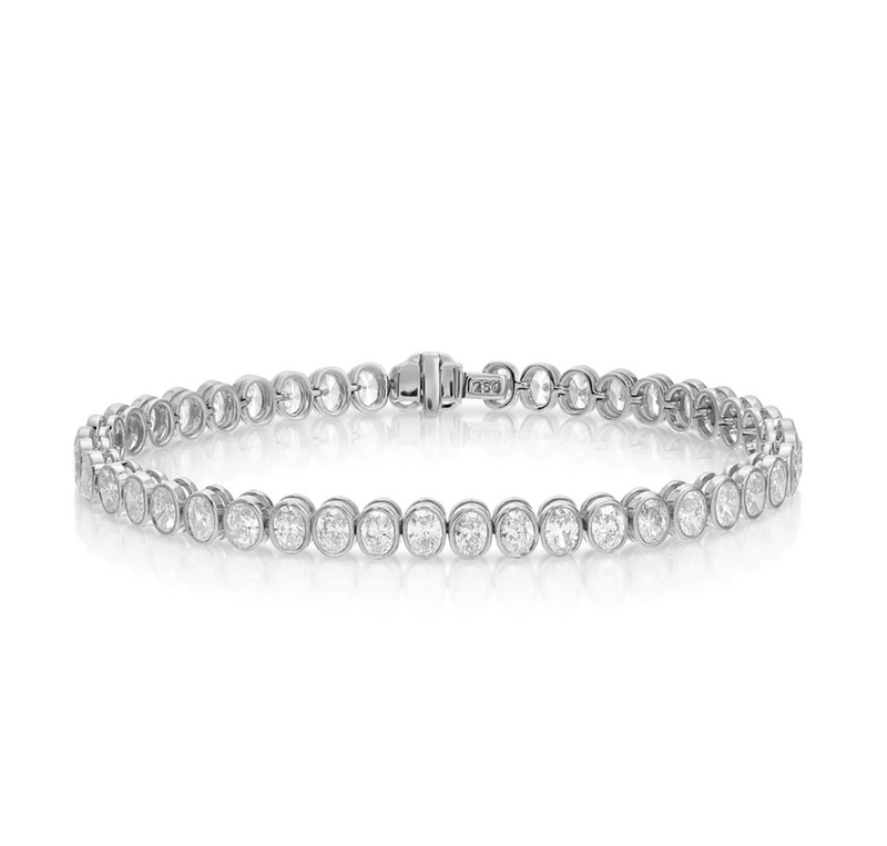 Bezel Set Oval Cut Lab Grown Diamond Tennis Bracelet