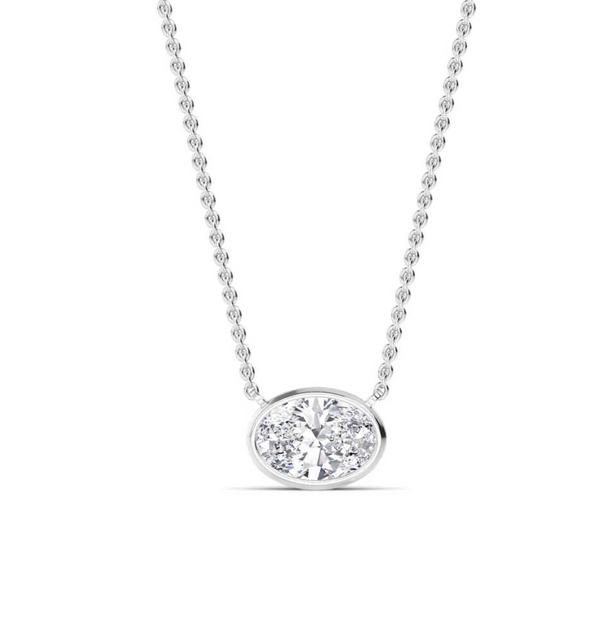 Oval Bezel Set Lab Diamond Solitaire Pendant