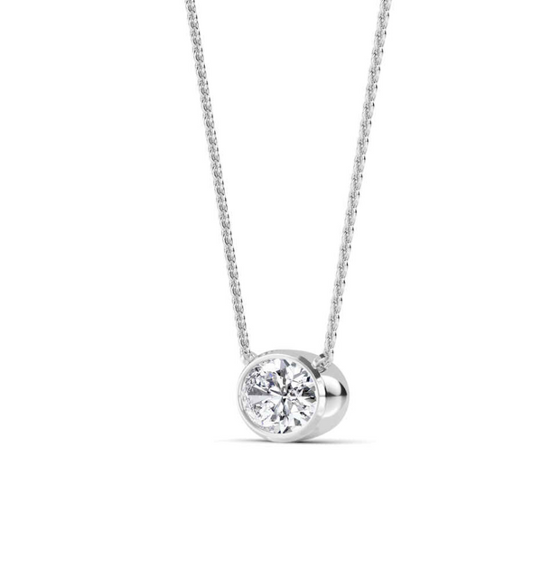 Oval Bezel Set Lab Diamond Solitaire Pendant