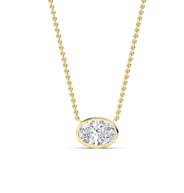 Oval Bezel Set Lab Diamond Solitaire Pendant