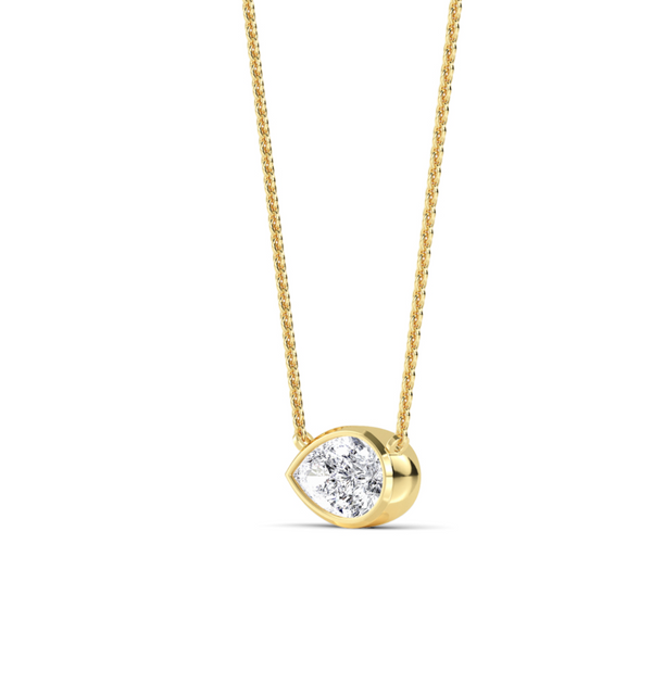 Pear Bezel Set Lab Diamond Solitaire Pendant