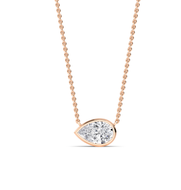Pear Bezel Set Lab Diamond Solitaire Pendant